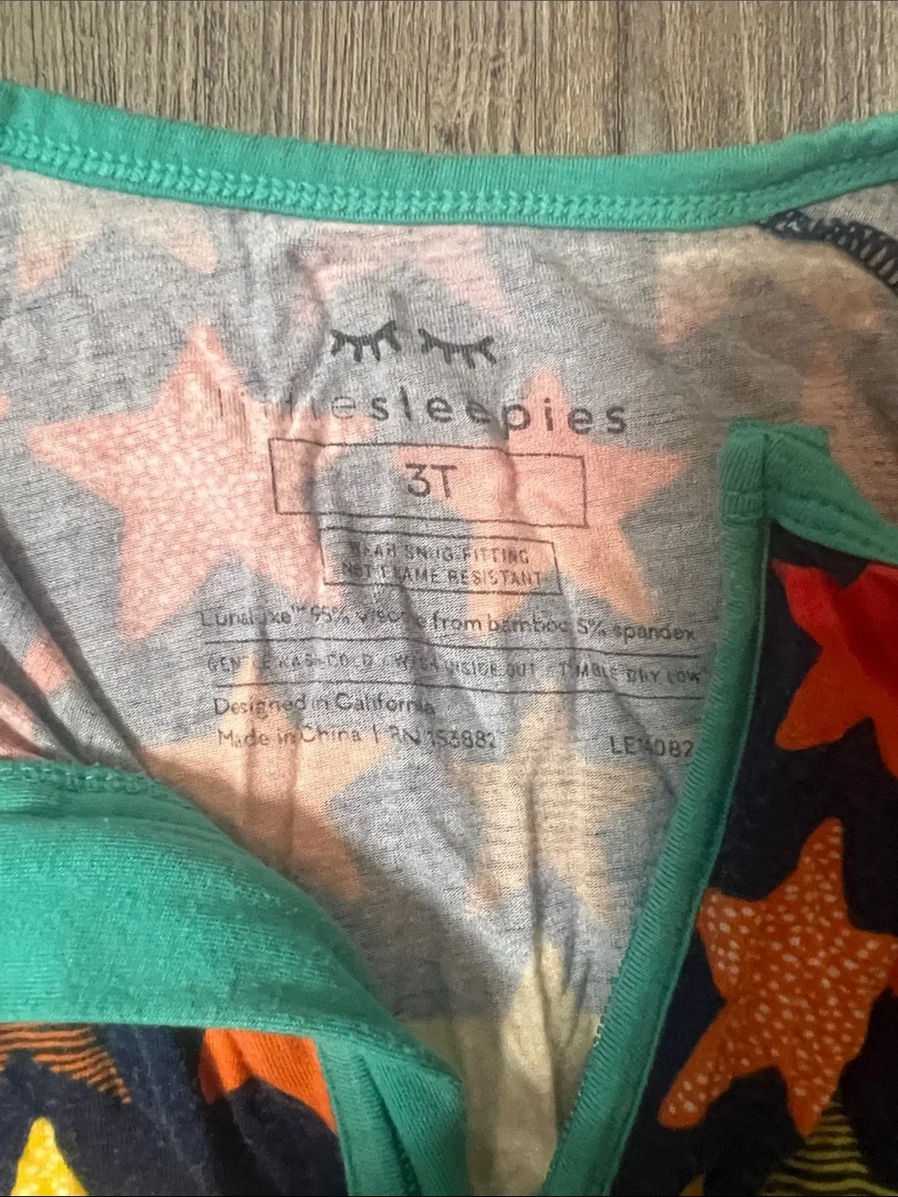 Little Sleepies Navy Stars Zip One-Piece Pajama with Teal Trim